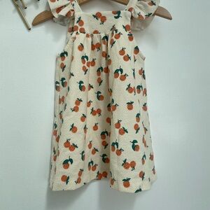 zara cream dress with orange print